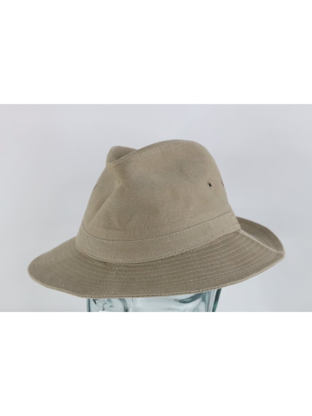 Vintage 80s Stetson Indiana Jones Fedora Safari Cap Hat Beige USA Size Large